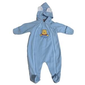 Vintage Disney Winnie the Pooh Fleece Bunting Pram Suit 6-12M Blue 100 Acre